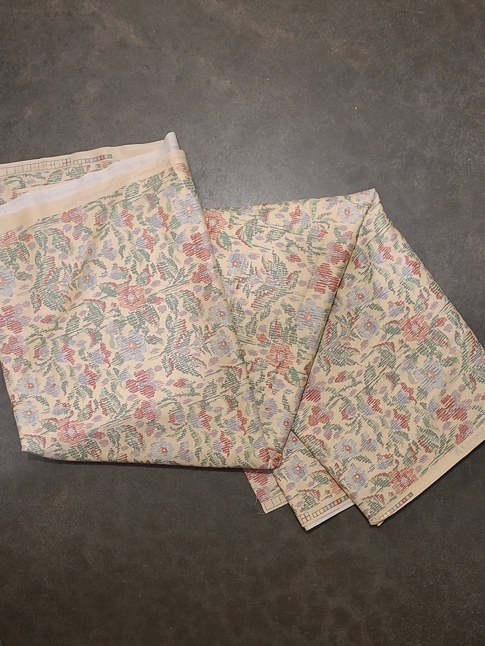 VINTAGE 1988 COHAMA RIVERDALE  IMPRESSIONIST FLORAL FABRIC 5 YARDS